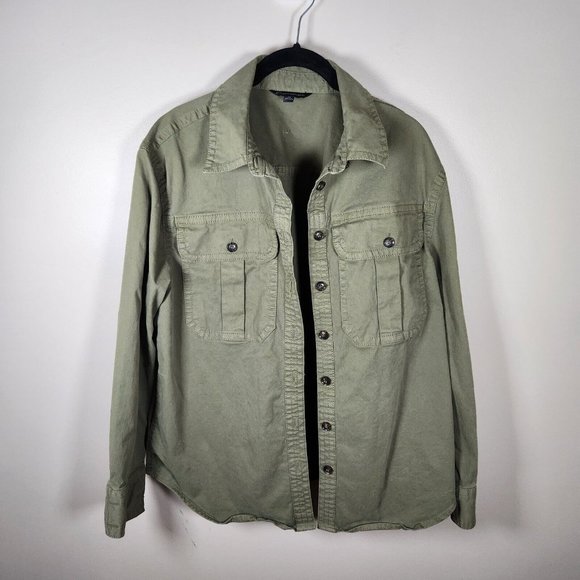 Banana Republic Womens Utility Chore Shacket Jacket Size XS Green Oversized - Picture 2 of 10